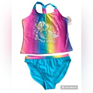 Girl’s XXL 18 2 Piece Tankini Mermaid Swim Suit Rainbow WONDER NATION